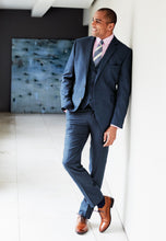 Load image into Gallery viewer, Tailored Fit Clifford Navy Donegal Wool Suit - Waistcoat Optional