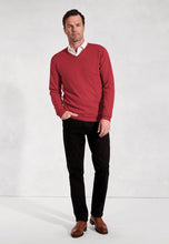 Load image into Gallery viewer, Dorset Navy Luxury 12 Gauge Cotton Merino V-Neck Jumper
