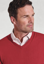 Load image into Gallery viewer, Dorset Navy Luxury 12 Gauge Cotton Merino V-Neck Jumper