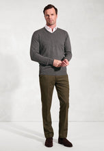 Load image into Gallery viewer, Dorset Navy Luxury 12 Gauge Cotton Merino V-Neck Jumper