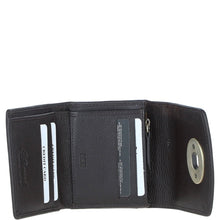 Load image into Gallery viewer, Elegant Ashwood Leather & Harris Tweed® Cloth Trifold Twist-Lock Purse Brown/Mcload: TW-10-01-BM