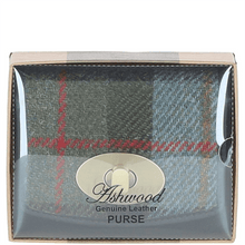 Load image into Gallery viewer, Elegant Ashwood Leather & Harris Tweed® Cloth Trifold Twist-Lock Purse Brown/Mcload: TW-10-01-BM