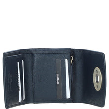 Load image into Gallery viewer, Elegant Ashwood Leather & Harris Tweed® Cloth Trifold Twist-Lock Purse Navy/Pink: TW-10-06-NP