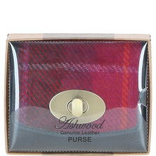 Load image into Gallery viewer, Elegant Ashwood Leather & Harris Tweed® Cloth Trifold Twist-Lock Purse Navy/Pink: TW-10-06-NP
