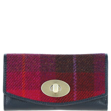 Load image into Gallery viewer, Exquisite Ashwood Leather & Harris Tweed® Cloth Twist-Lock Purse Navy/Pink: TW-11-06-NP