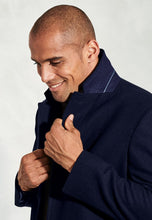 Load image into Gallery viewer, Hutchinson Navy Wool Mix Shortie Overcoat