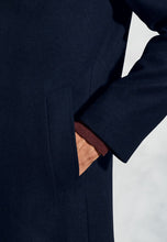Load image into Gallery viewer, Hutchinson Navy Wool Mix Shortie Overcoat