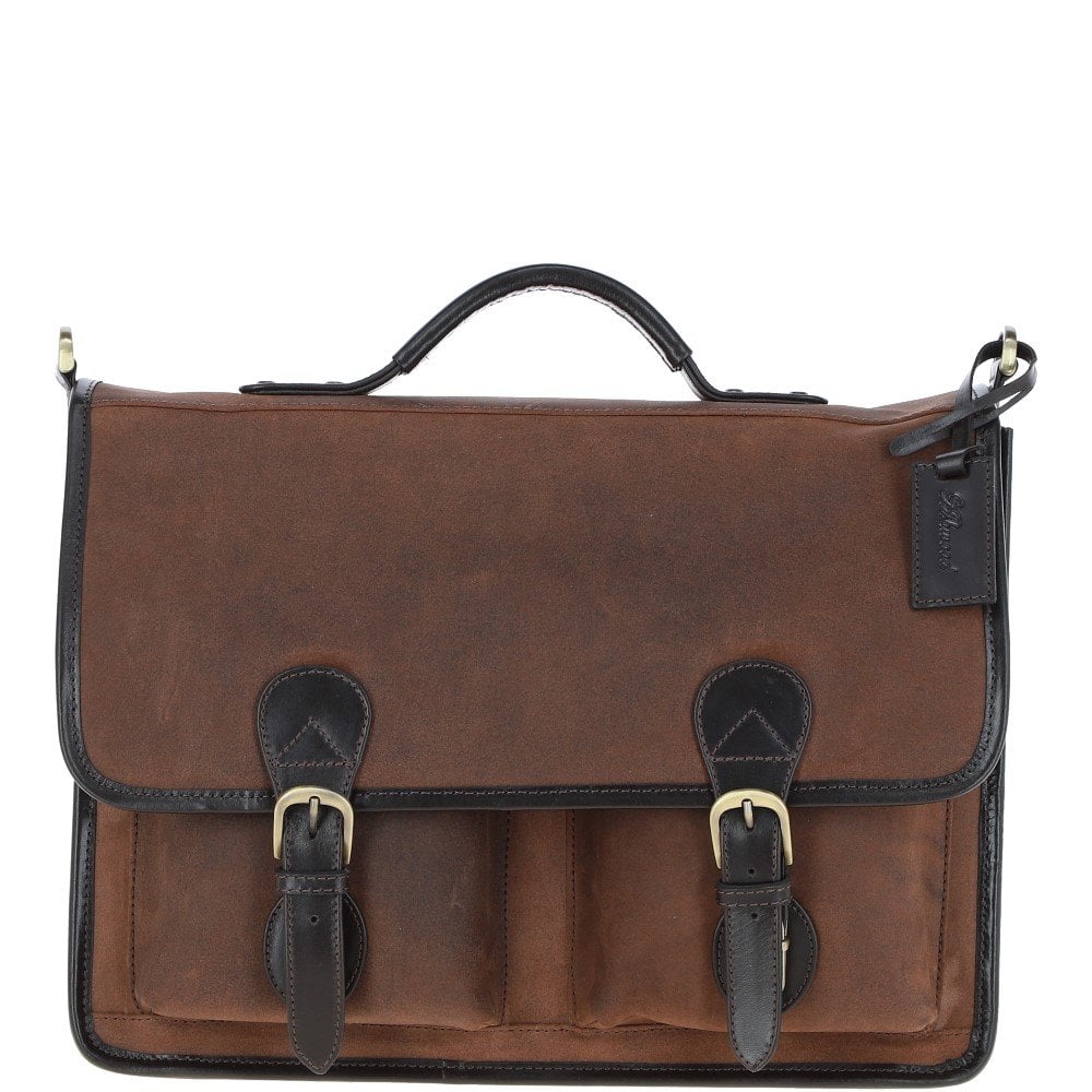 Men's Oily Hunter Leather Briefcase Brown: Jones
