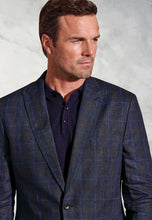 Load image into Gallery viewer, Tailored Fit Pacino Navy Check Pure Linen Peak Lapel Jacket