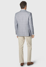 Load image into Gallery viewer, Tailored Fit Pigott Silver Blue Check Linen Blend Jacket