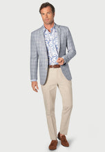 Load image into Gallery viewer, Tailored Fit Pigott Silver Blue Check Linen Blend Jacket