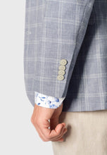 Load image into Gallery viewer, Tailored Fit Pigott Silver Blue Check Linen Blend Jacket