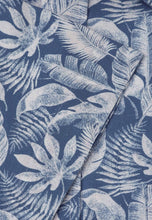 Load image into Gallery viewer, Regular Fit Blue Botanical Palm Print Slub Cotton Short Sleeve Shirt (4574A)