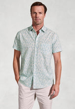 Load image into Gallery viewer, Regular Fit Mint Botanical Leaf Print Slub Cotton Short Sleeve Shirt
