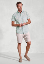 Load image into Gallery viewer, Regular Fit Mint Botanical Leaf Print Slub Cotton Short Sleeve Shirt