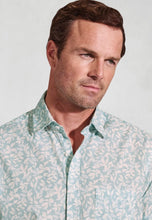 Load image into Gallery viewer, Regular Fit Mint Botanical Leaf Print Slub Cotton Short Sleeve Shirt
