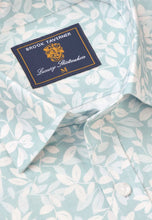 Load image into Gallery viewer, Regular Fit Mint Botanical Leaf Print Slub Cotton Short Sleeve Shirt