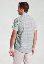 Load image into Gallery viewer, Regular Fit Mint Botanical Leaf Print Slub Cotton Short Sleeve Shirt