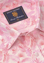 Load image into Gallery viewer, Regular Fit Pink Botanical Palm Print Slub Cotton Short Sleeve Shirt