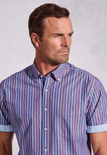 Load image into Gallery viewer, Regular Fit Blue Stripe 'Portofino' Short Sleeve Shirt - 4575B