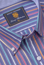 Load image into Gallery viewer, Regular Fit Blue Stripe 'Portofino' Short Sleeve Shirt - 4575B