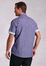Load image into Gallery viewer, Regular Fit Blue Stripe 'Portofino' Short Sleeve Shirt - 4575B