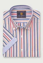 Load image into Gallery viewer, Regular Fit Multicoloured Stripe 'Portofino' Short Sleeve Shirt- 4575D