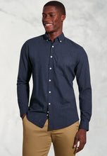 Load image into Gallery viewer, Regular Fit Navy Melange Brushed Cotton Shirt
