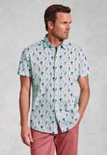 Load image into Gallery viewer, Regular Fit Mint Parrot Print Short Sleeve Shirt