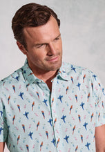Load image into Gallery viewer, Regular Fit Mint Parrot Print Short Sleeve Shirt