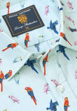 Load image into Gallery viewer, Regular Fit Mint Parrot Print Short Sleeve Shirt