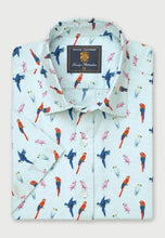 Load image into Gallery viewer, Regular Fit Mint Parrot Print Short Sleeve Shirt