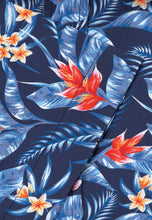 Load image into Gallery viewer, Regular Fit Navy Bird of Paradise Tropical Print Short Sleeve Shirt (4589B)