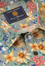 Load image into Gallery viewer, Regular Fit Sage Retro Tropical Print Short Sleeve Shirt (4589C)