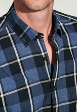 Load image into Gallery viewer, Regular Fit Blue Melange Check Cotton Shirt - 4684A
