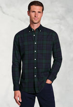 Load image into Gallery viewer, Regular Fit Green and Black Tartan Cotton Shirt (4691A)