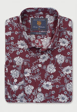 Load image into Gallery viewer, Regular Fit Burgundy Large Floral Print Cotton Shirt