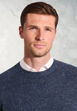 Load image into Gallery viewer, Backley Blue Nep Rib Lambswool Crew Neck Jumper (4654B)