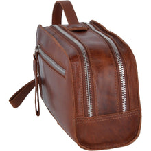 Load image into Gallery viewer, Mens Dual Section Oily Hunter Leather Wash Bag (1667)