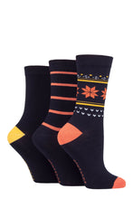 Load image into Gallery viewer, LADIES 3 PAIR SOCKSHOP Patterned Plain And Striped Bamboo Socks
