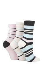 Load image into Gallery viewer, LADIES 3PR Striped Bamboo Gentle Socks