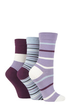 Load image into Gallery viewer, LADIES 3PR Striped Bamboo Gentle Socks