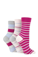 Load image into Gallery viewer, LADIES 3PR Striped Bamboo Gentle Socks