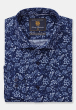 Load image into Gallery viewer, Navy Floral Print Velvet Touch Needle Cord Shirt (4263BT)