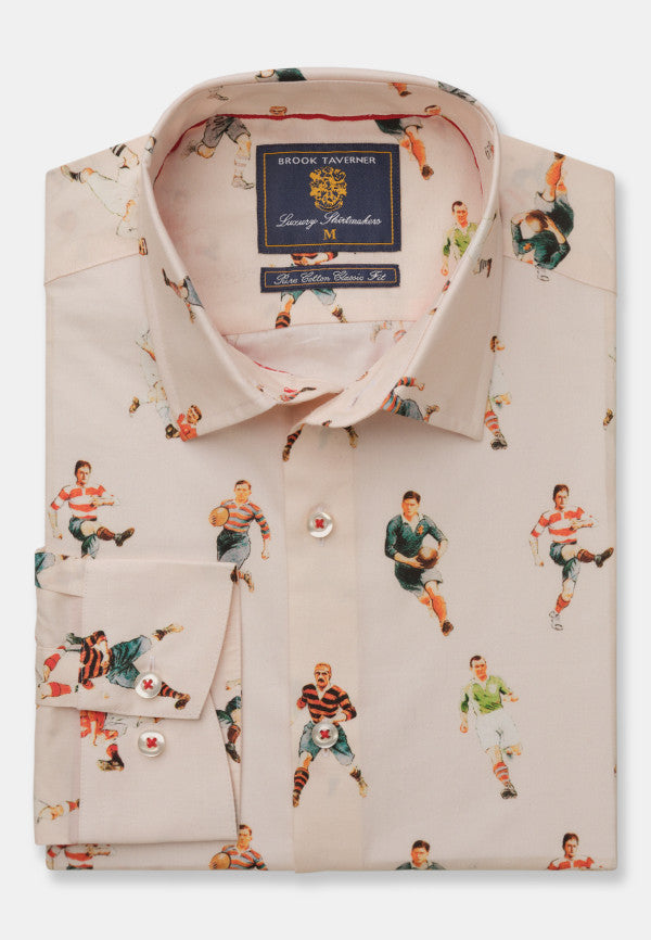Parchment Rugby Player Sporting Print Shirt (4266A)