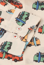 Load image into Gallery viewer, Cream with Multicoloured Van and Surfboard ‘Conversational’ Print Shirt