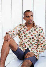 Load image into Gallery viewer, Cream with Multicoloured Van and Surfboard ‘Conversational’ Print Shirt