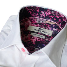 Load image into Gallery viewer, Claudio Lugli White Jacquard Shirt with Floral Trim (CP6789)