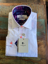Load image into Gallery viewer, Claudio Lugli White Jacquard Shirt with Floral Trim (CP6789)