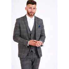 Load image into Gallery viewer, Marc Darcy SCOTT 3pc Grey Tweed Check Suit